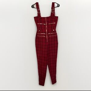 WeWoreWhat Moto Red Plaid Overalls Jumpsuit NWT‎ Size XS Read